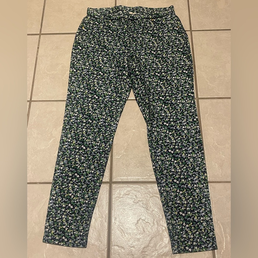 Michael Kors Women's Green/White‎ Floral Stretchy Jegging Pants Size Medium